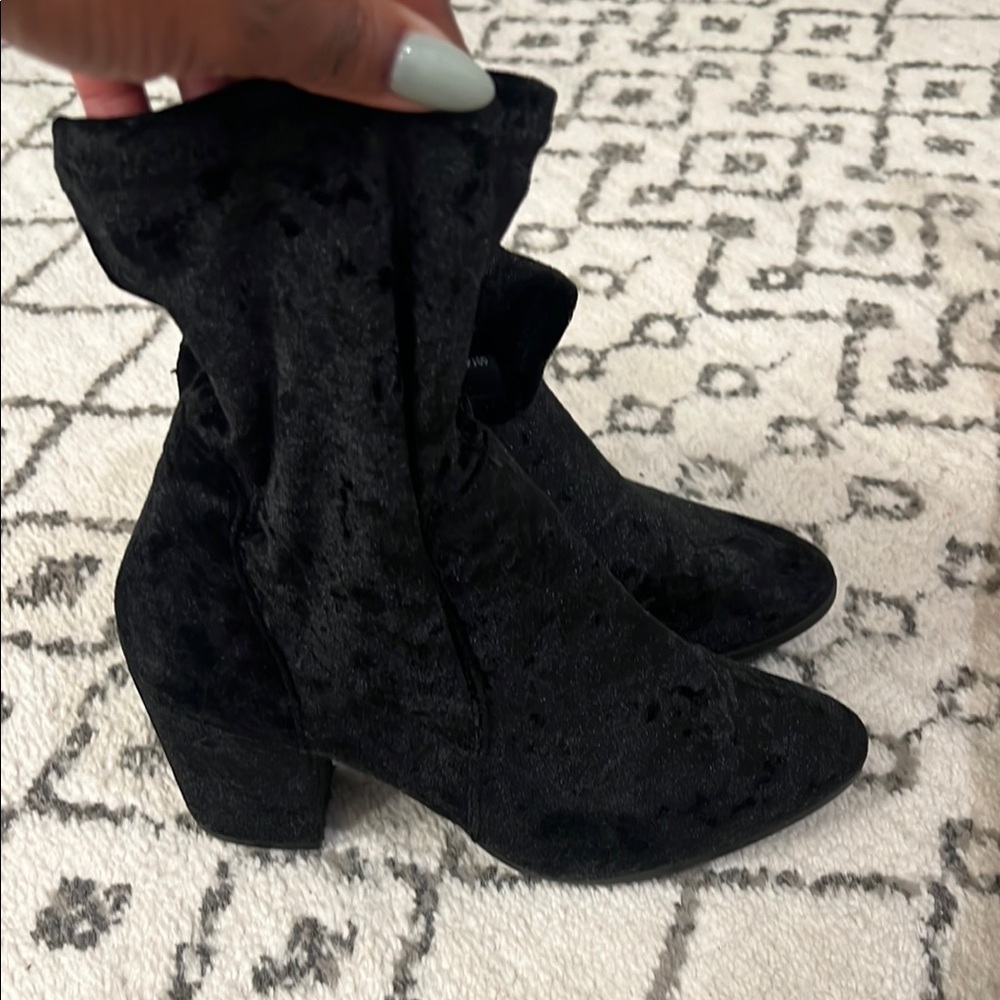 Women's Black Velvet Ankle Boots